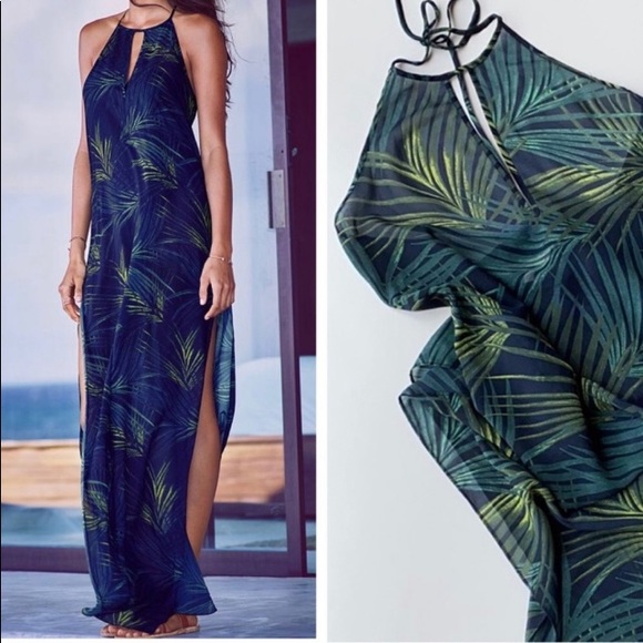 Victoria’s Secret Navy Palm Maxi Dress Swim Coverup - Picture 1 of 6